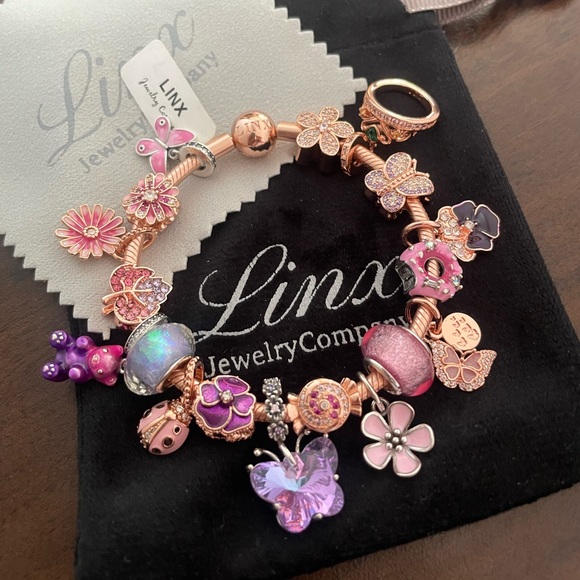 Linx Rose Gold Bracelet with Pink Purple and Rose Gold Themed Charms - Picture 6 of 8